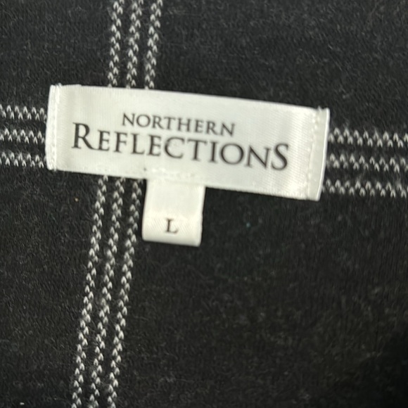 Northern reflections women’s long sleeve black/white plaid cardigan size large - Picture 5 of 6